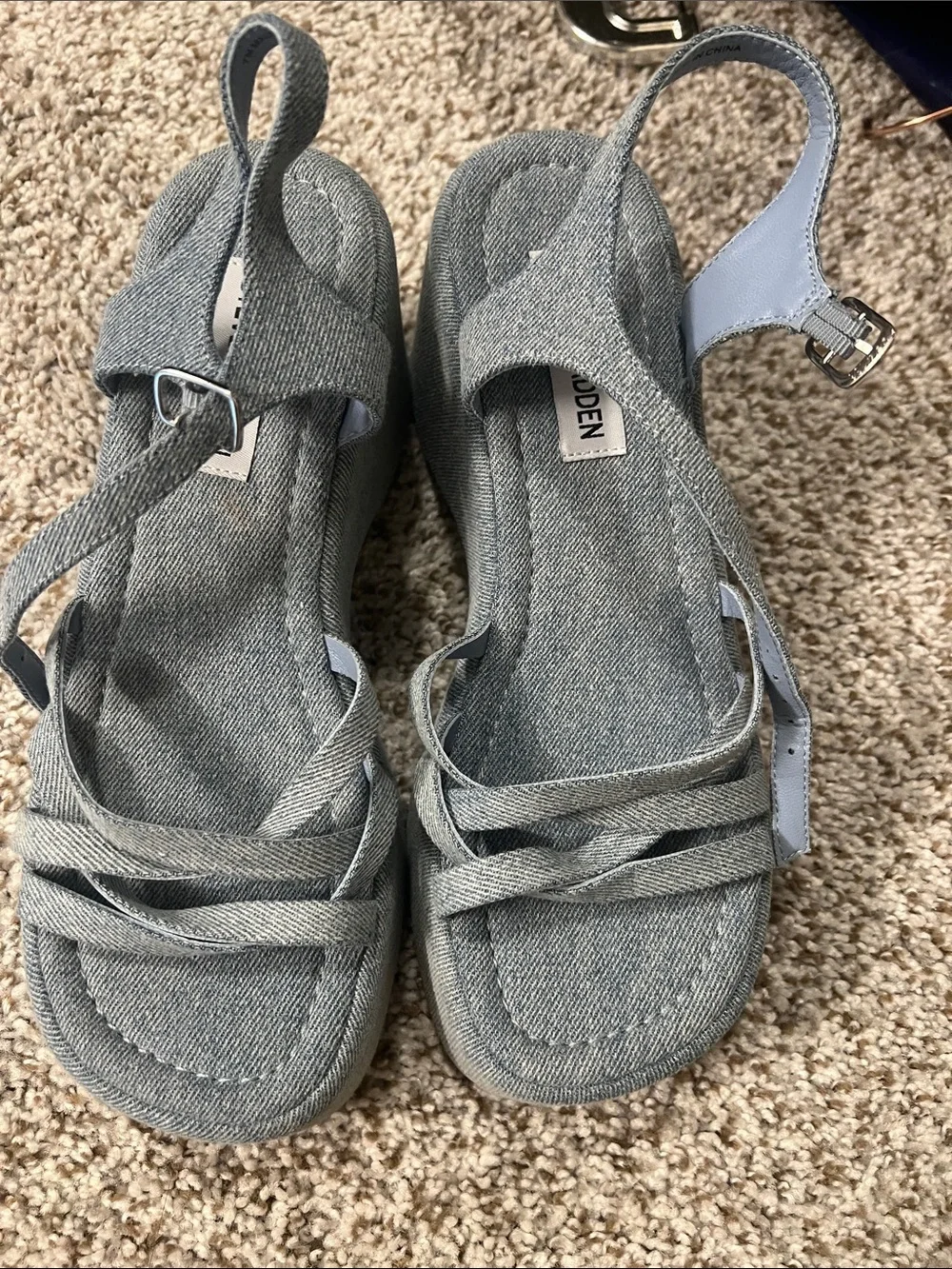 Steve Madden Denim Light Blue Platform Sandals